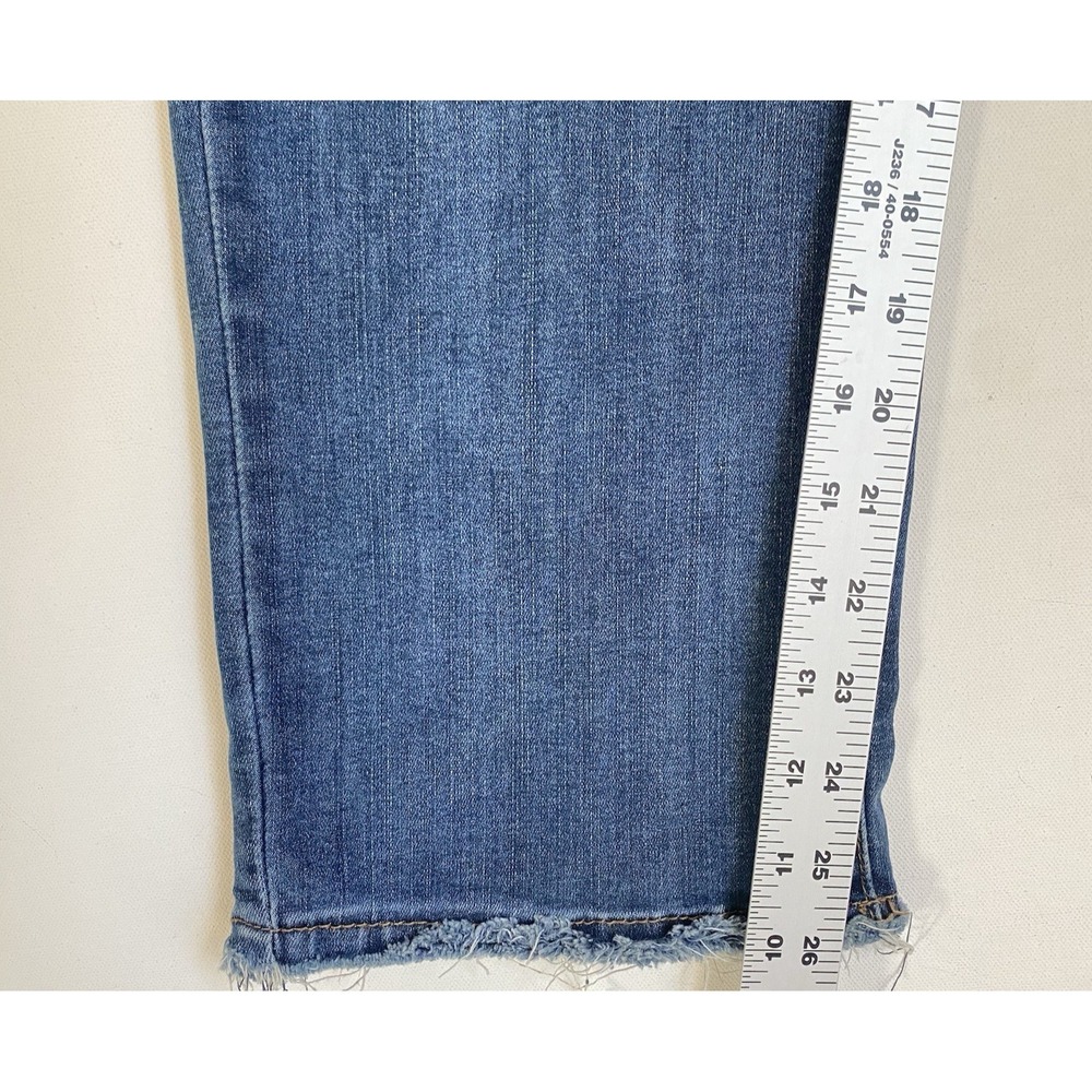 Democracy Ab Technology Jeans Size 10 Blue Straight Leg Raw Hem Distressed - Picture 7 of 10